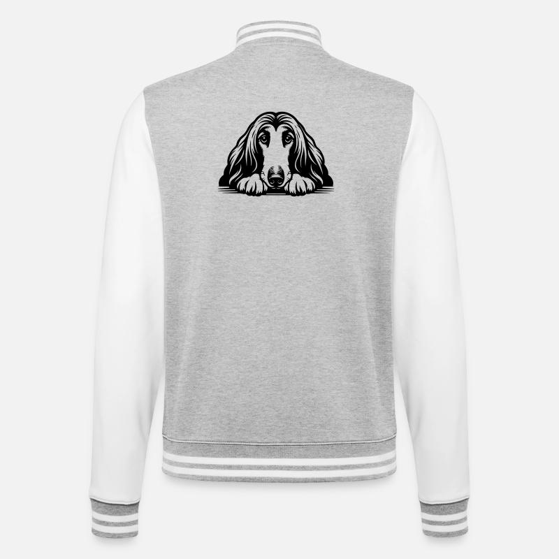 Afghane Kopf mit Pfoten - College-Sweatjacke - Grau meliert/Weiß