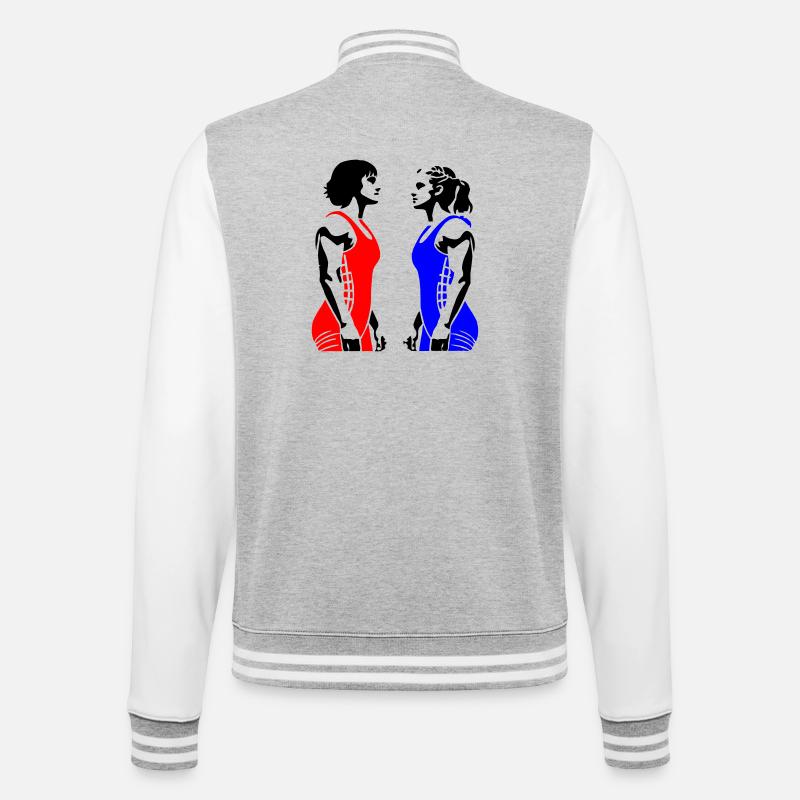 Frauen Ringen - College-Sweatjacke - Grau meliert/Weiß
