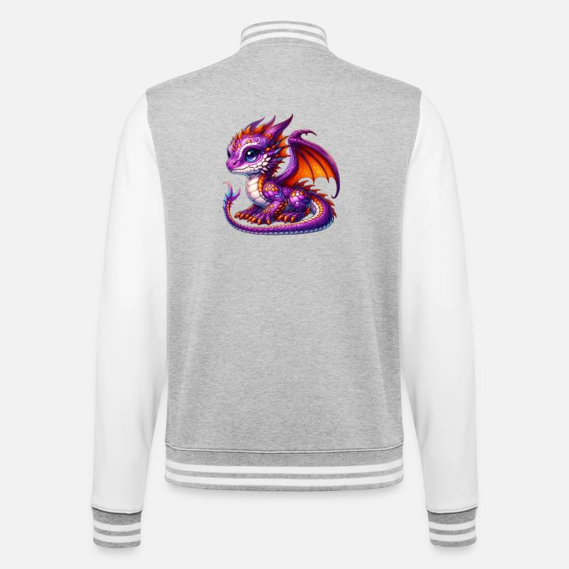Drache - College-Sweatjacke - Grau meliert/Weiß