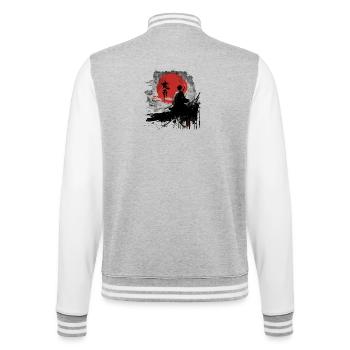 Katana Schwertkämpfer im Manga Style - College-Sweatjacke - Grau meliert/Weiß - Hinten - Marisol (170cm)
