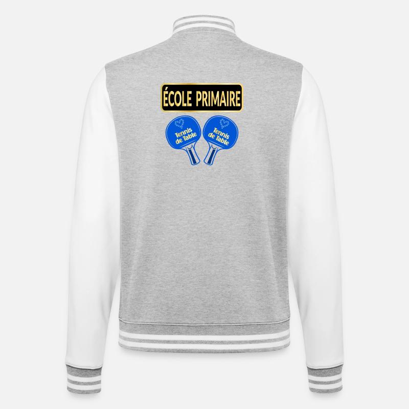 École Primaire - Tennis de Table - Veste Teddy - gris chiné / blanc