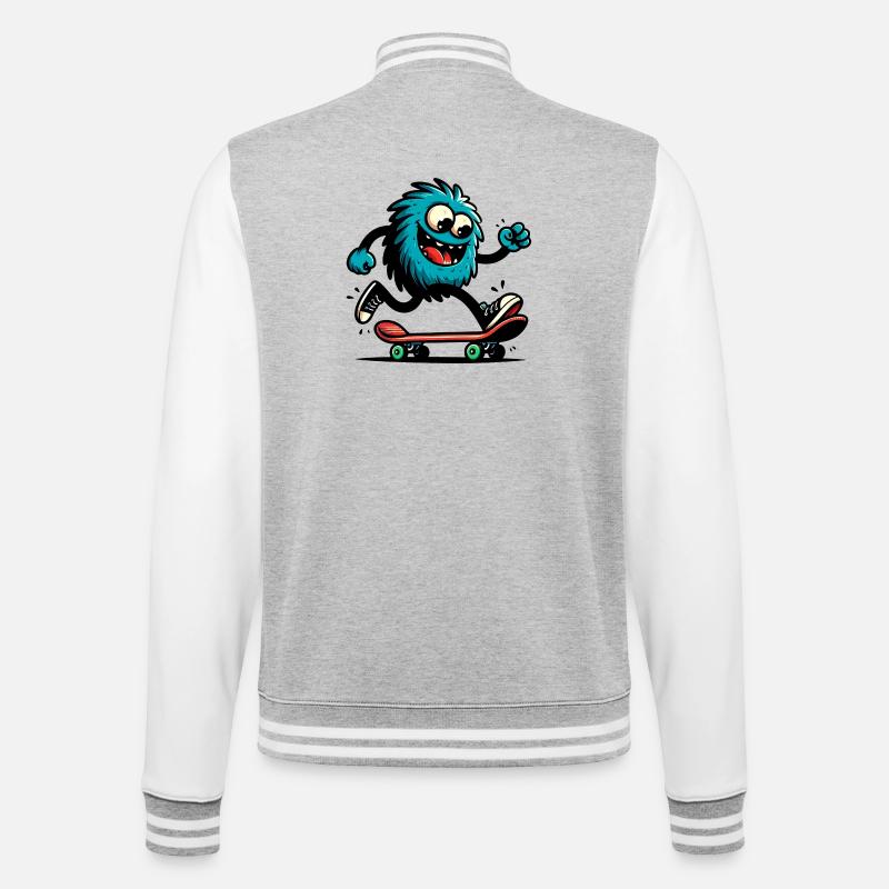 extraterrestre martien extraterrestre sur skateboard - Veste Teddy - gris chiné / blanc