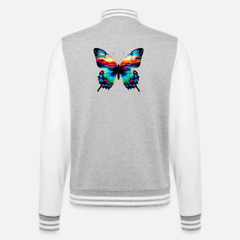 Schmetterling - College-Sweatjacke - Grau meliert/Weiß