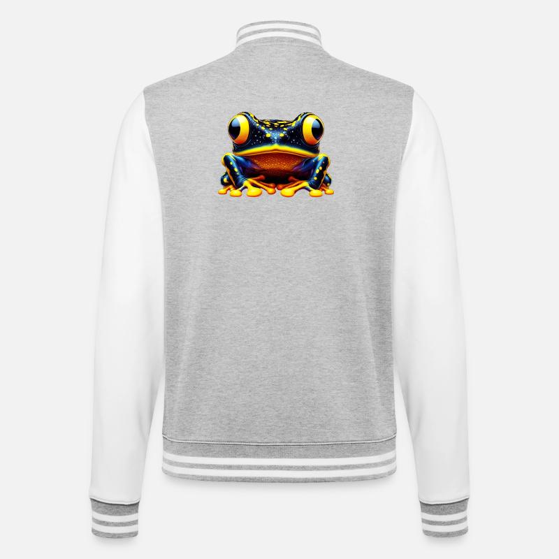 Frosch - College-Sweatjacke - Grau meliert/Weiß