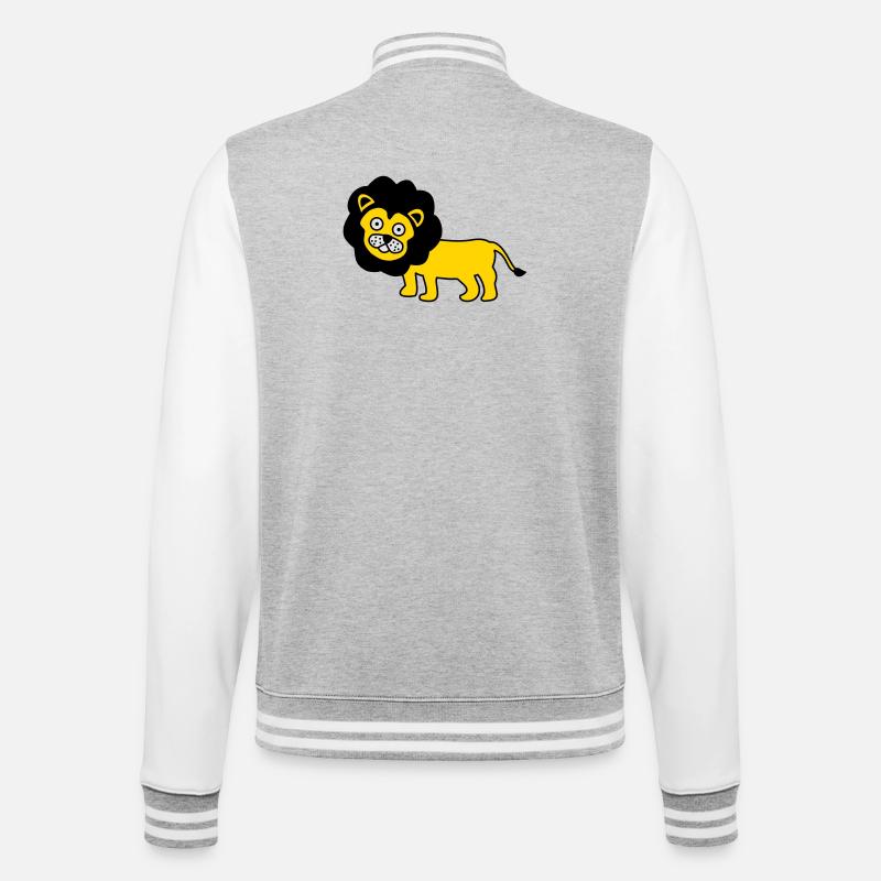 Löwe als Kinder Design - College-Sweatjacke - Grau meliert/Weiß