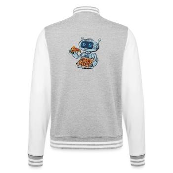 Robot Eats Fast Food Pizza - College Sweat Jacket - heather grey/white - Back - Marisol (170cm)