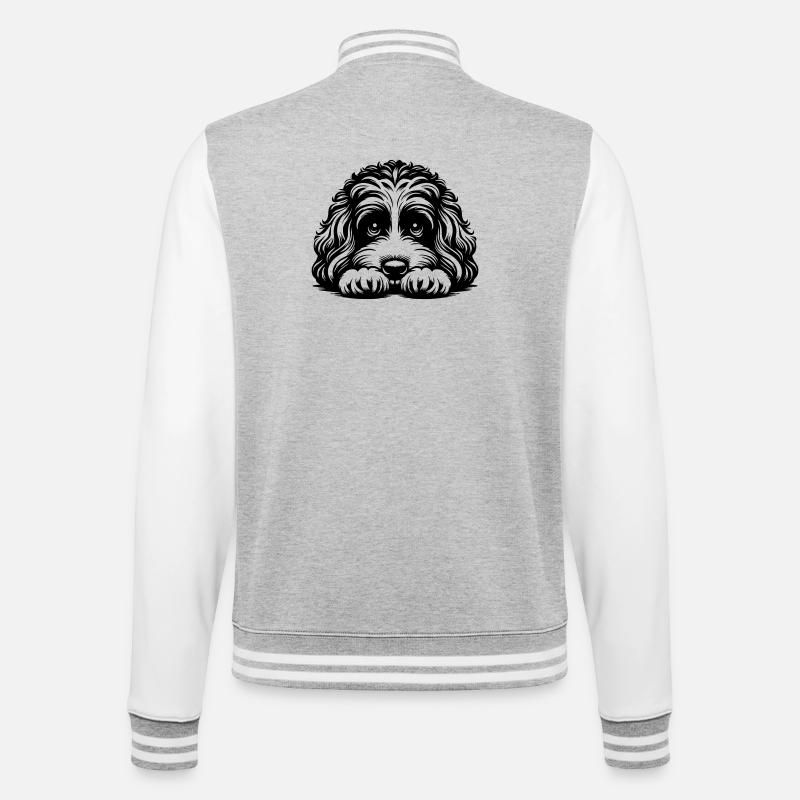 Cavapoo Head with Paws - College Sweat Jacket - heather grey/white
