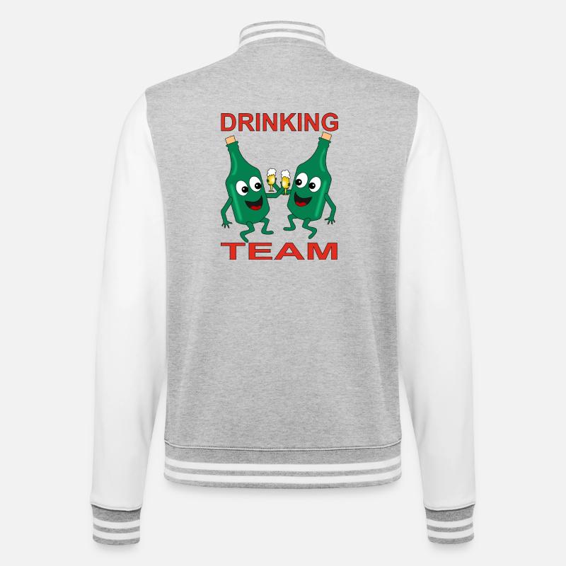 Verschmitzte Bierflaschen Trinkteam - College-Sweatjacke - Grau meliert/Weiß