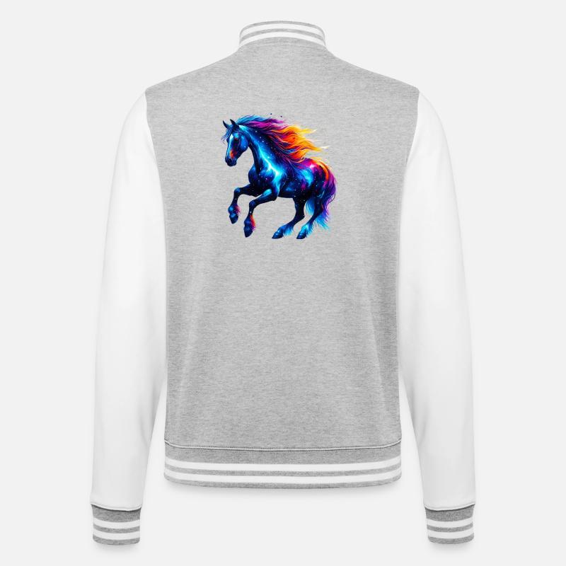 Pferd - College-Sweatjacke - Grau meliert/Weiß