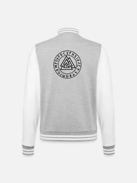 Valknut-Runen-Siegel - College-Sweatjacke - Grau meliert/Weiß