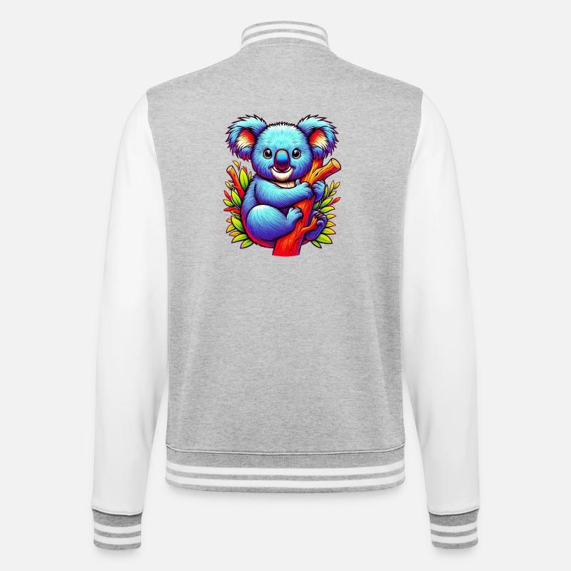 Koala - College-Sweatjacke - Grau meliert/Weiß