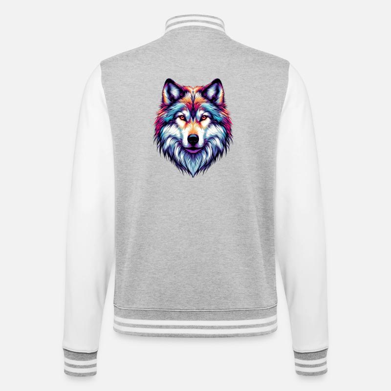 Wolf - College Sweat Jacket - heather grey/white