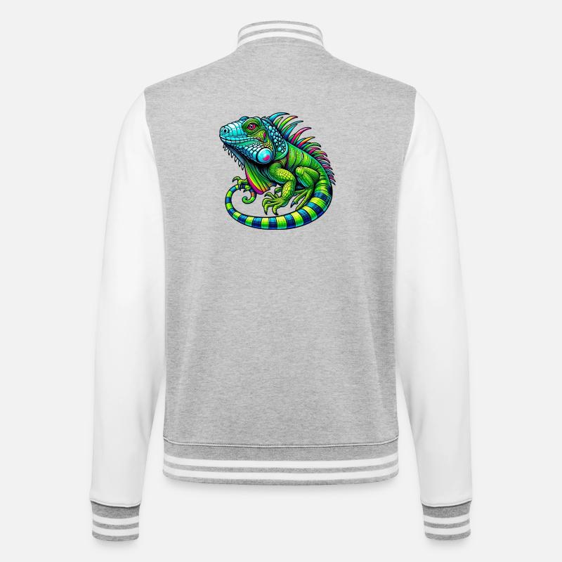 Leguan - College-Sweatjacke - Grau meliert/Weiß