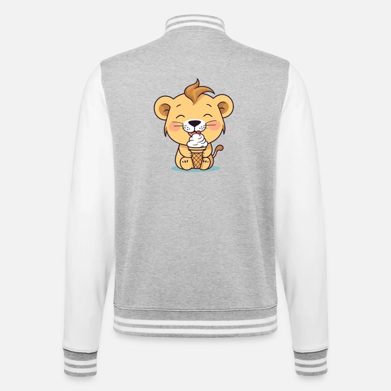 Löwe isst eis - College-Sweatjacke - Grau meliert/Weiß
