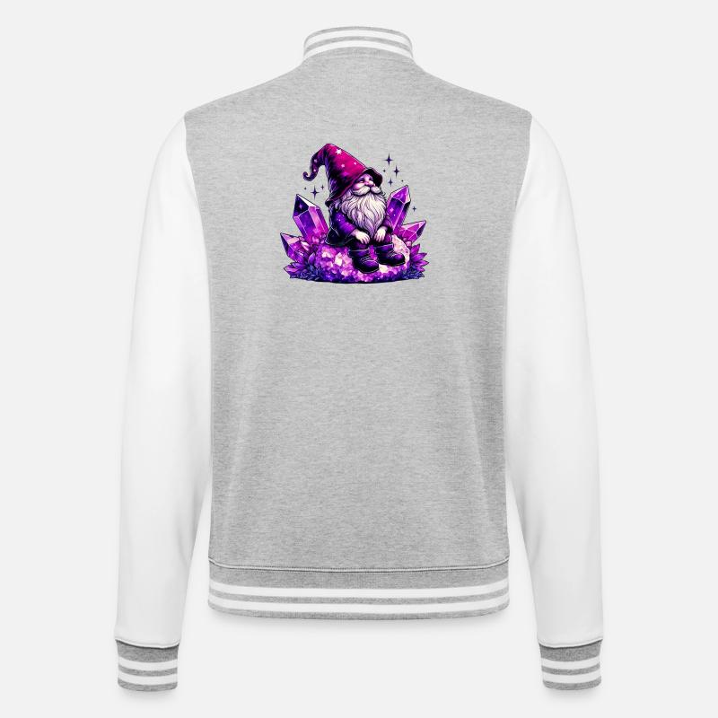 Gnom - College-Sweatjacke - Grau meliert/Weiß