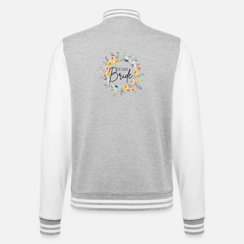 Team Bride! Customizable - College Sweat Jacket - heather grey/white