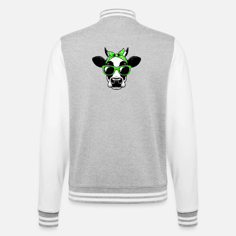 Vache avec lunettes de soleil - Veste Teddy - gris chiné / blanc