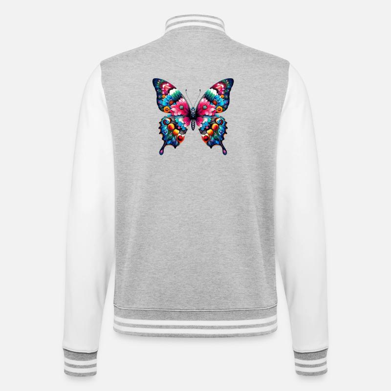 Butterfly - College Sweat Jacket - heather grey/white