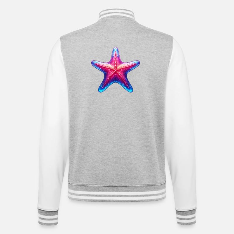 Seestern - College-Sweatjacke - Grau meliert/Weiß