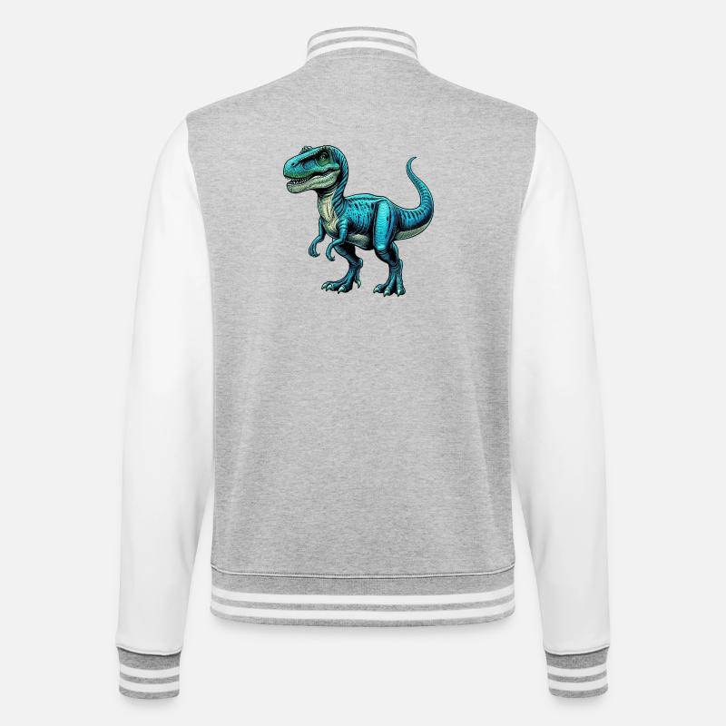 Dinosaure - Veste Teddy - gris chiné / blanc