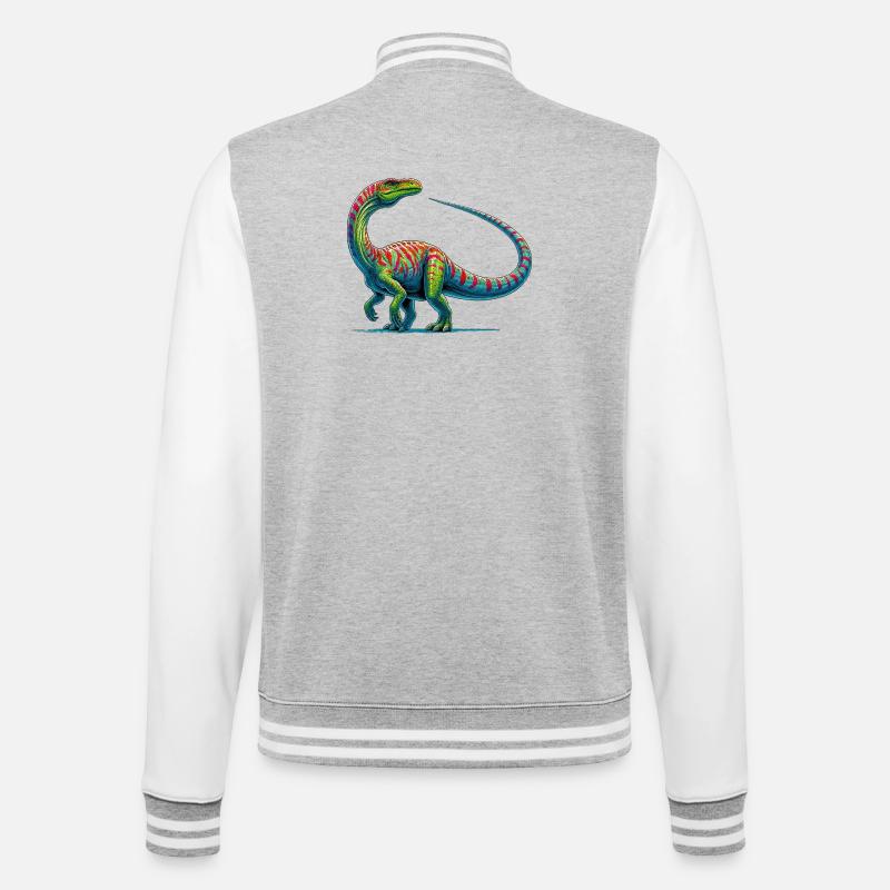 Dinosaur - College Sweat Jacket - heather grey/white