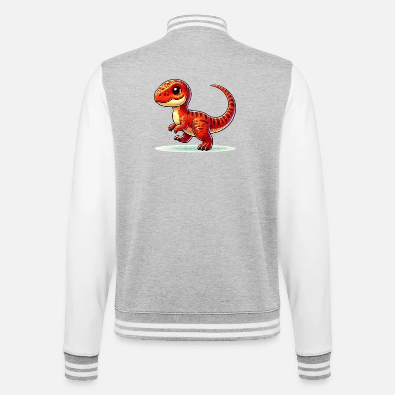 Dinosaur - College Sweat Jacket - heather grey/white