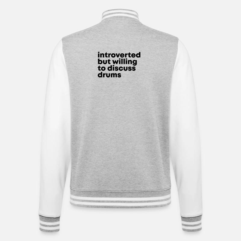 Trommel - College-Sweatjacke - Grau meliert/Weiß