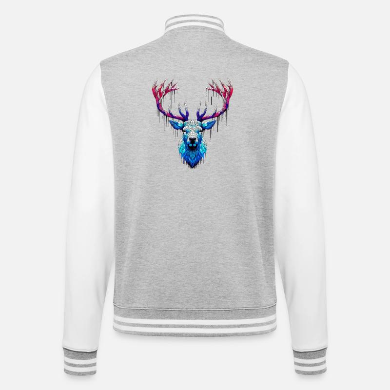 Eishirsch - College-Sweatjacke - Grau meliert/Weiß