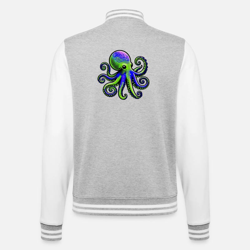 Pieuvre - Veste Teddy - gris chiné / blanc