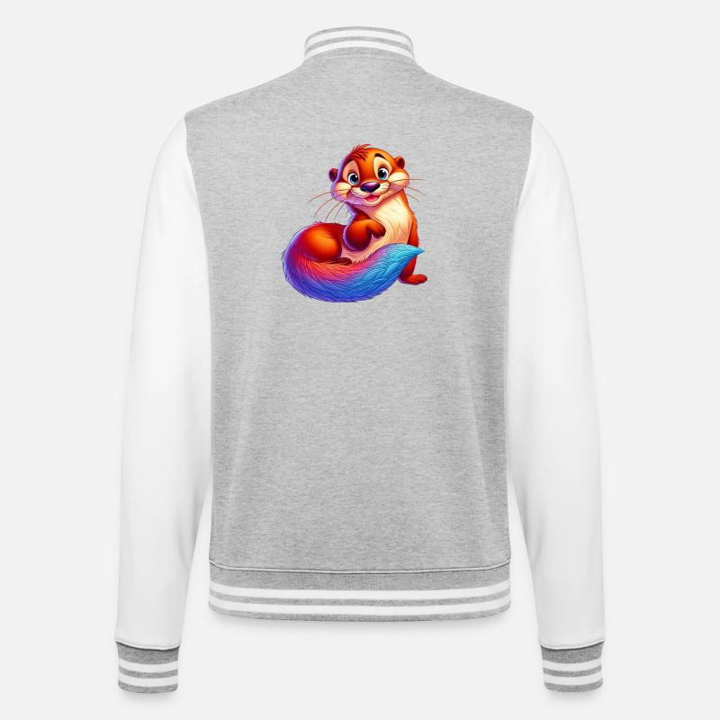Otter - College-Sweatjacke - Grau meliert/Weiß