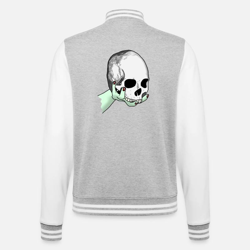 Le crâne est présenté - Veste Teddy - gris chiné / blanc