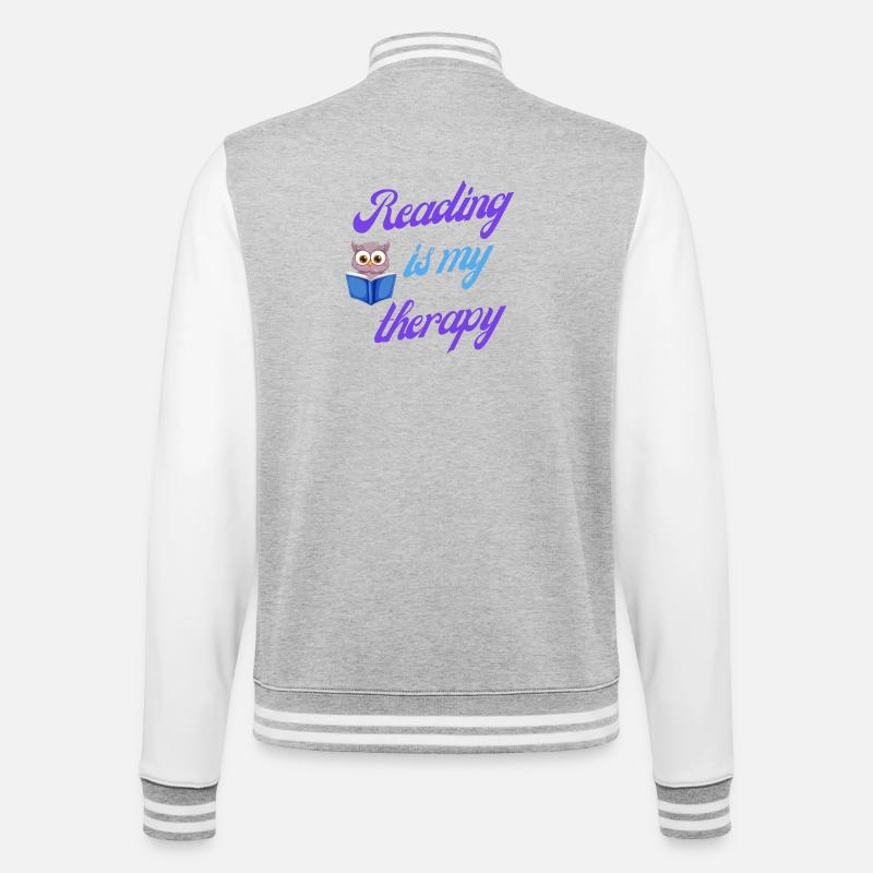 Lesetherapie-Geschenk - College-Sweatjacke - Grau meliert/Weiß