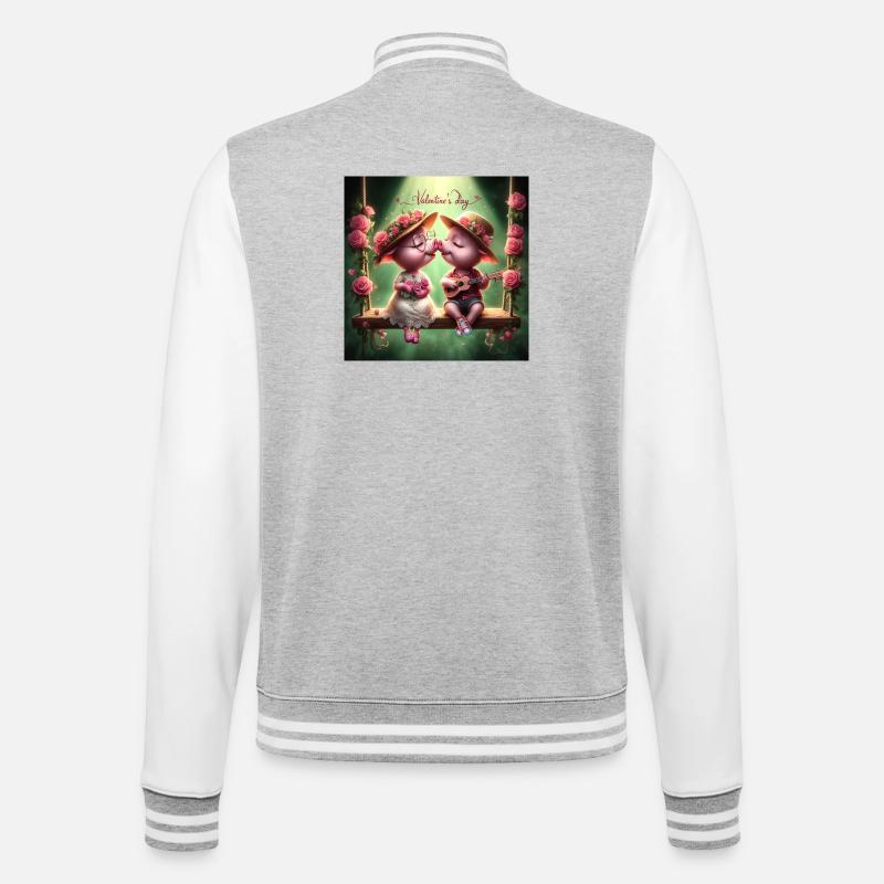 Saint Valentin - Veste Teddy - gris chiné / blanc