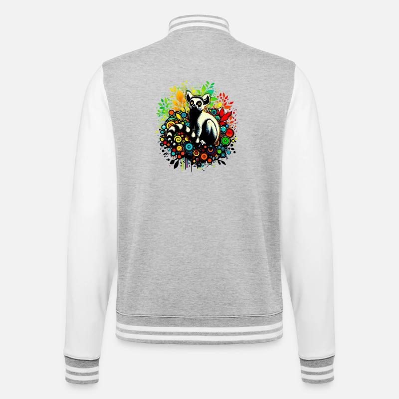 Lemur - College-Sweatjacke - Grau meliert/Weiß