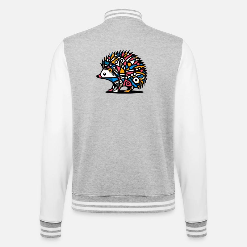 Igel - College-Sweatjacke - Grau meliert/Weiß