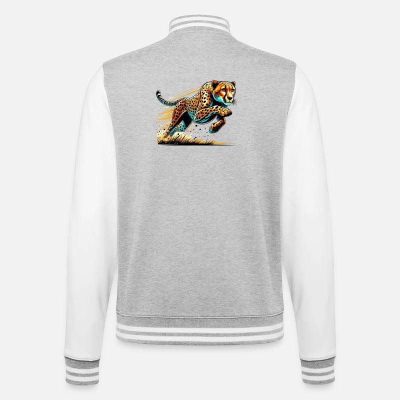 Gepard - College-Sweatjacke - Grau meliert/Weiß