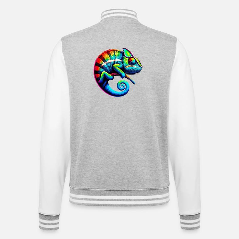 Chamäleon - College-Sweatjacke - Grau meliert/Weiß