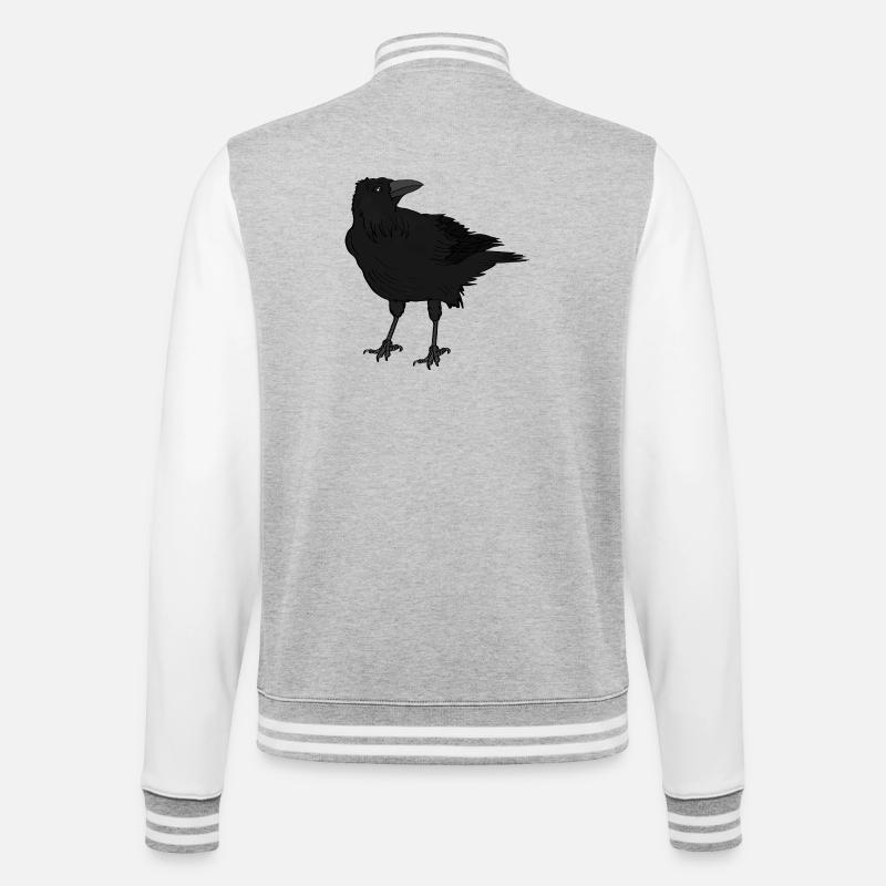 A crow - College Sweat Jacket - heather grey/white