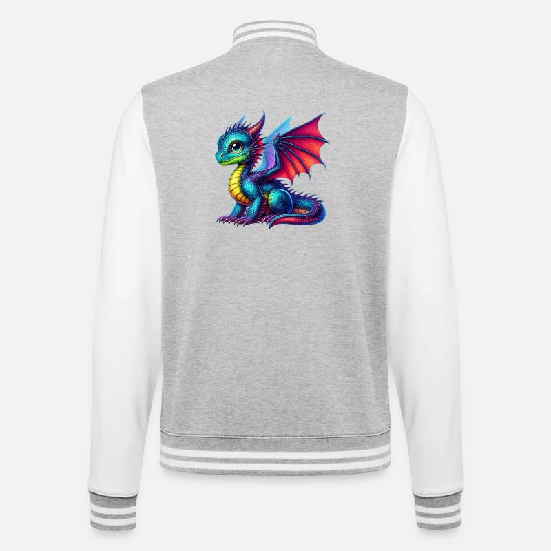 Drache - College-Sweatjacke - Grau meliert/Weiß