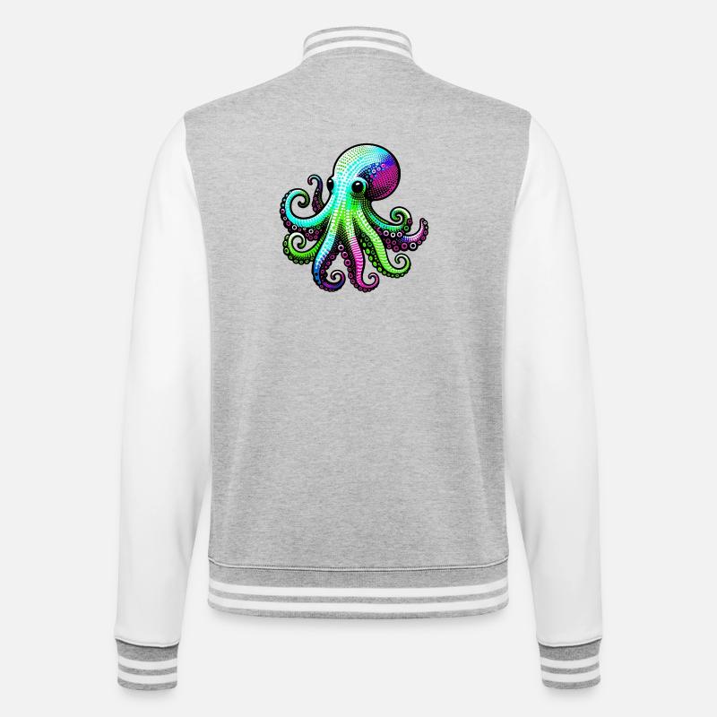 Pieuvre - Veste Teddy - gris chiné / blanc