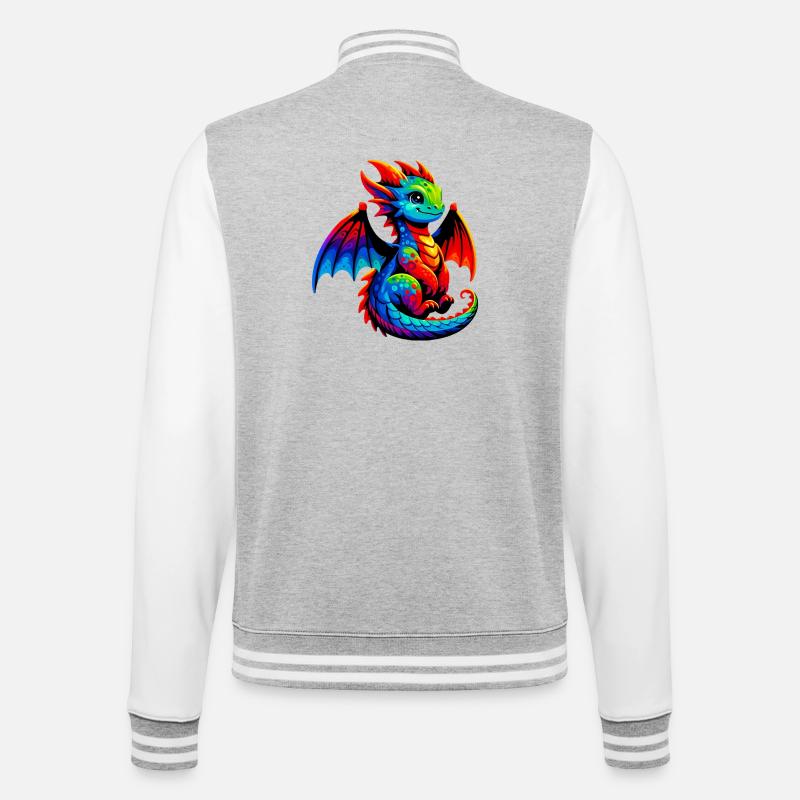 Drache - College-Sweatjacke - Grau meliert/Weiß
