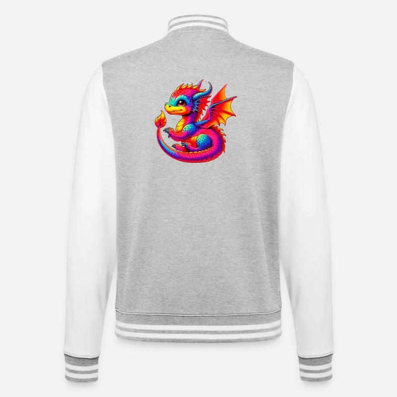 Drache - College-Sweatjacke - Grau meliert/Weiß