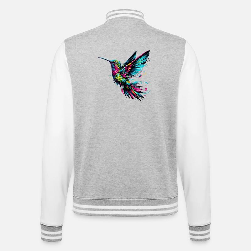Kolibri - College-Sweatjacke - Grau meliert/Weiß