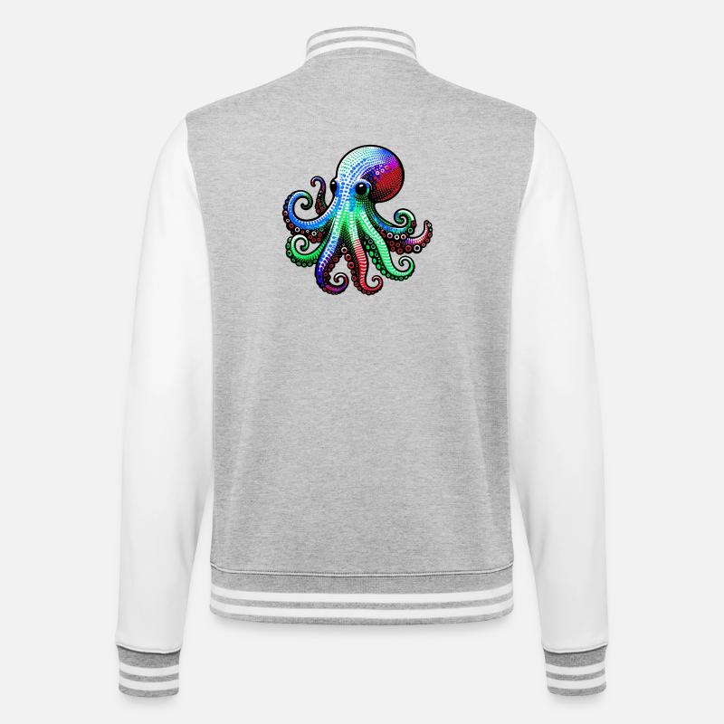 Pieuvre - Veste Teddy - gris chiné / blanc