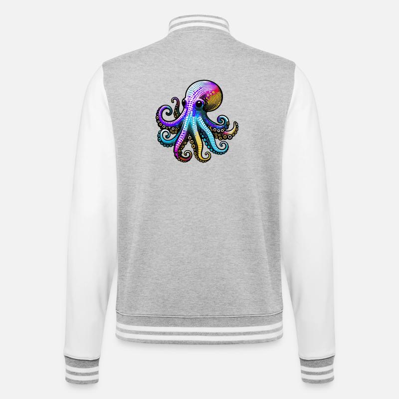 Pieuvre - Veste Teddy - gris chiné / blanc