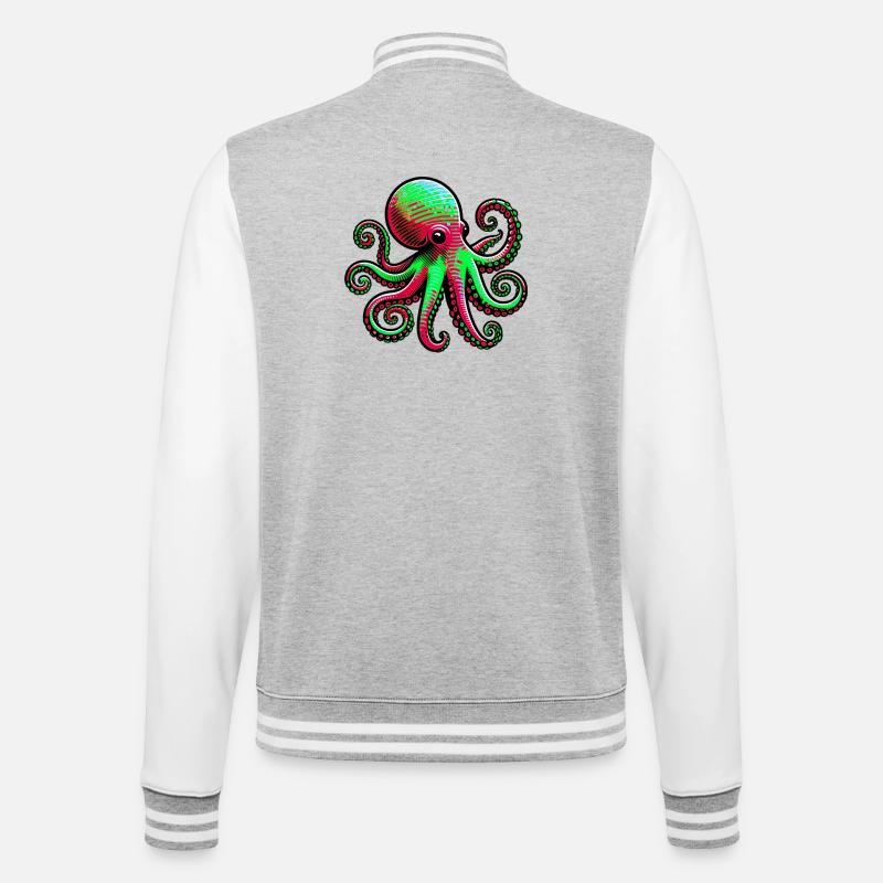 Pieuvre - Veste Teddy - gris chiné / blanc