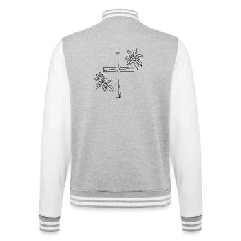 Kreuz - College-Sweatjacke - Grau meliert/Weiß - Hinten - Marisol (170cm)