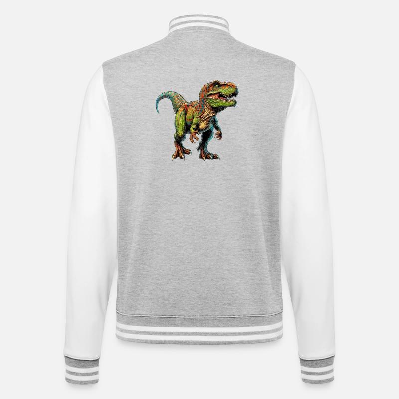 Dinosaurier - College-Sweatjacke - Grau meliert/Weiß