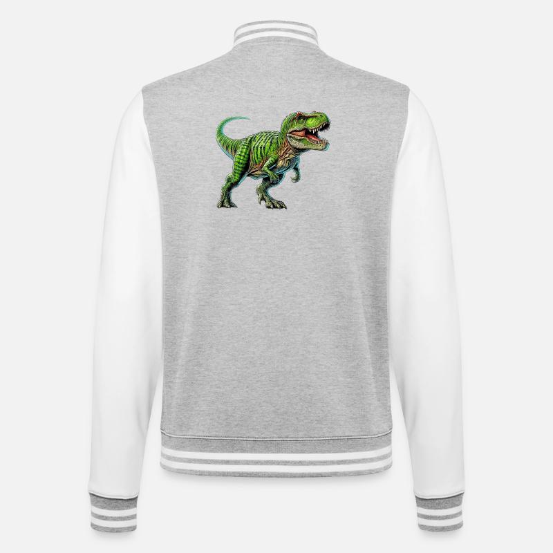 Dinosaurier - College-Sweatjacke - Grau meliert/Weiß