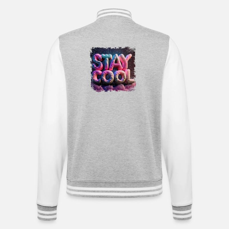 stay cool text in 3d - College-Sweatjacke - Grau meliert/Weiß